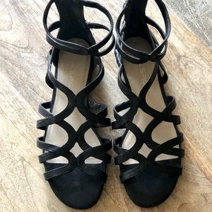 Via Spiga Black Leather Gladiator Sandals